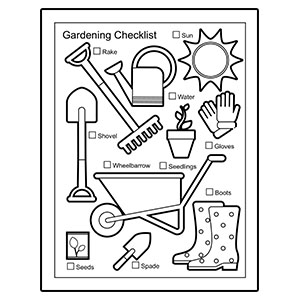 Gardening Supplies Coloring Page