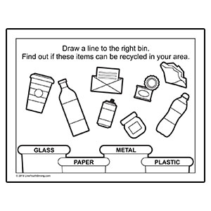 Recycling Coloring Page Worksheet, meeting starter downloads