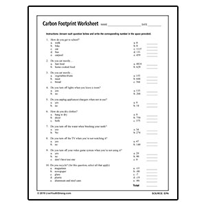 Carbon Footprint Worksheet