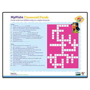 My Plate crossword puzzle for meeting starter downloads