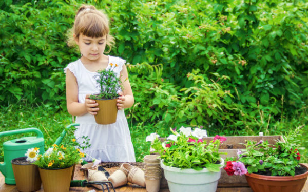 Girl Scout raising funds through money earning actvities.