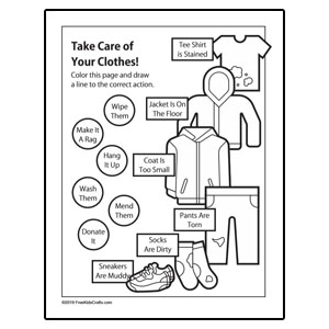 Clothing Coloring Page Worksheet
