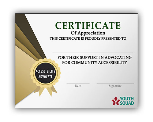 Youth Squad® Volunteer Thank You Certificate