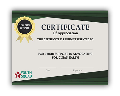 Youth Squad® Volunteer Thank You Certificate